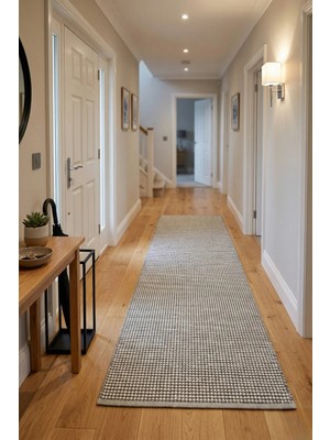 Bonny Home Yazlık Koridor Halısı Dekoratif Kaymaz Ince Yıkanabilir Modern Yolluk Halı Antrasit Porlo - 7127