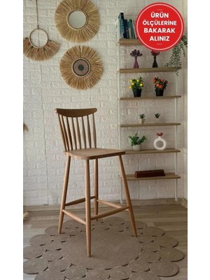 Silla Yıldız Bar Sandalyesi Naturel Ahşap Ada Sandalye Mutfak Sandalyesi