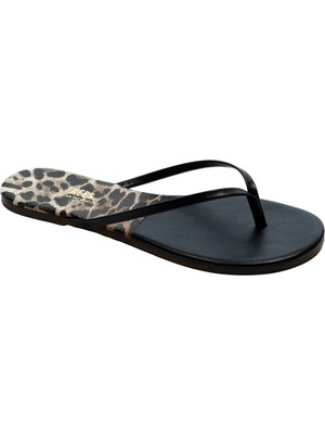 Tkees Kadın Leopar II/Siyah Parmak Arası Terlik