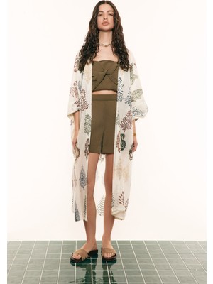 ROMAN Taş Baskı Desenli Pamuk Kimono Standart Renk YY063114_089