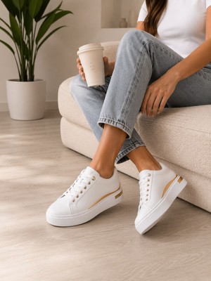 Goodyer Kadın Beyaz Gold Detaylı Günlük/casual Sneakers Spor Ayakkabı