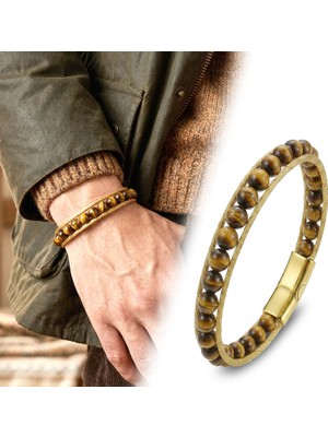 Fm 💎 Premium Çelik Halat ve Titanyum Kilitli Kaplangözü Bileklik 31832B2DH11 - 21 cm