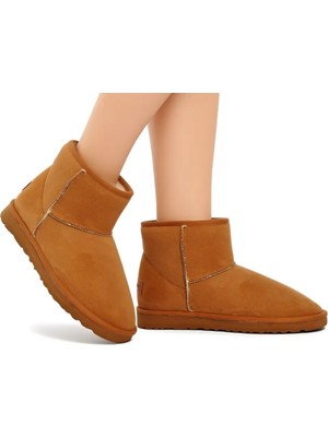 Pierre Cardin PC-52127 Taba Içi Kürklü Kadın Bot Dış Materyal Suni Deri Kısa Topuklu Bootie