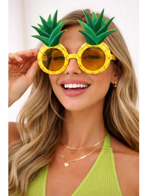 Premini Yaz Partisi Ananas Temalı Gözlük, Plaj ve Havuz Keyfi Aksesuarı