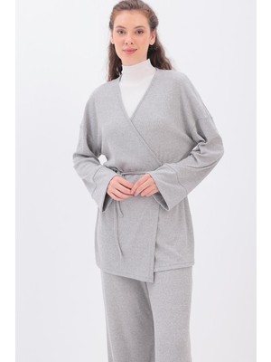 Allday  Gri Kruvaze Pantalonlu Takım
