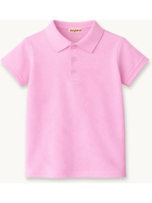 Zeyland Kız Erkek  Çocuk Kısa Kollu Polo Yaka Tshirt  - Pembe
