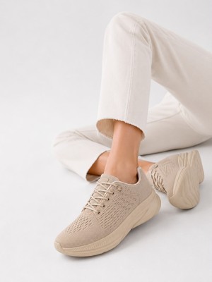 Goodyer Ünisex Bej Hava Alabilen Rahat Esnek Triko Spor Sneakers Ayakkabı