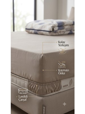 Fugo Concept Çift Kişilik Nevresim Takımı %80 Pamuklu Lastikli Çarşaflı 4 Parça Nevresim Seti Yandan Fermuarlı 200X220 cm