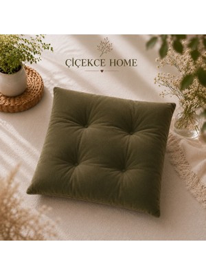 ÇİÇEKCE HOME Çiçekce Home Sandalye Minderi 1.kalite Boncuk Silikon Elyaf Dolgulu 40X40 Haki Yeşil 1 Adet