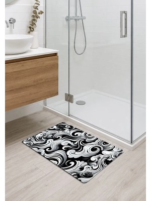 İyi Fikirler Modern Soyut Desen Kaymaz Kauçuk Taban Dikişli Kenar Banyo Balkon Mutfak Paspası 40X70CM