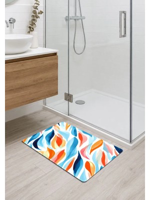 İyi Fikirler Modern Soyut Desen Kaymaz Kauçuk Taban Dikişli Kenar Banyo Balkon Mutfak Paspası 40X70CM