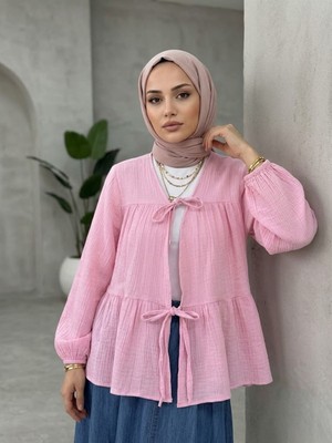 Foremia Iki Bağlamalı Müslin Tunik-Pembe -