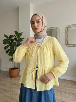 Foremia Iki Bağlamalı Müslin Tunik-Sarı -