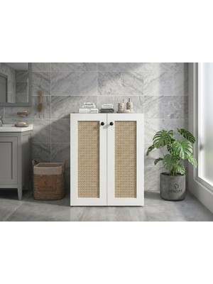 Kenz Life Kenzlife Çamaşır Makinesi Dolabı Tatyana Mat Beyaz 90*70*60 Hazeran Kare Kapak Suntalam Gövde
