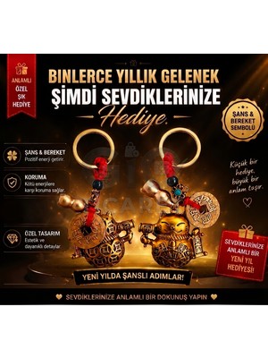 Gio Ticaret Feng Shui Şans Kedisi Maneki Neko Anahtarlık - Wu Lou Bereket Kabağı ve Çin Parası Tılsımlı Konsept Hediye