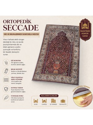 Fabrix Home Secdeyolu Ortopedik Seccade (Kadife Dua kitabı + Zikirmatik Hediyeli)