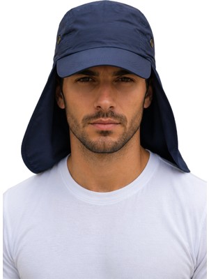 CosmoOutlet Lacivert Lejyoner Şapka Uv Korumalı Ense Kapamalı Yazlık Unisex Outdoor