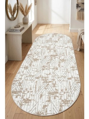 Bonny Home Oval Koridor Halısı Iskandinav Kaymaz Ince Yıkanabilir Yazlık Modern Yolluk Halı Bej Viora - 7031