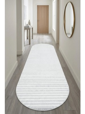 Bonny Home Oval Koridor Halısı Iskandinav Kaymaz Ince Yıkanabilir Yazlık Modern Yolluk Halı Gri Viora - 7035