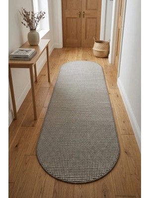 Bonny Home Oval Koridor Halısı Rölyef Kaymaz Ince Yıkanabilir Modern Dekoratif Yolluk Antrasit Porlo - 7127