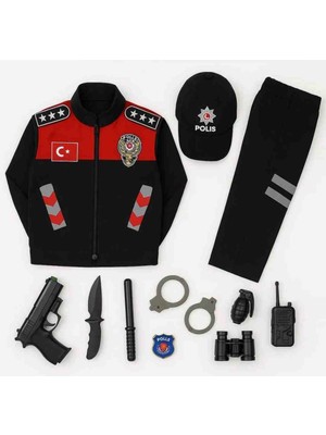 Ayancık Kids Yunus Polis Çocuk Kostümü Pantolon Mont Şapka ve Oyuncak Set ( 2-3-4-5-6-7-8-9-10) Yaş Doğumgünü, Hediyelik, Tiyatro