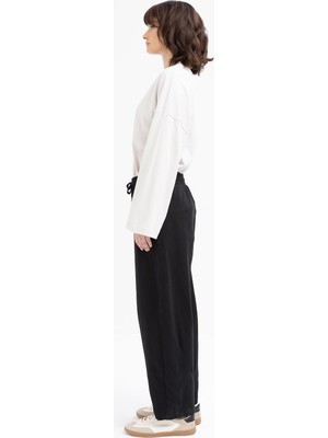 Allday  Siyah Beli Lastikli Slouchy Eşofman Altı