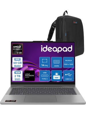 Lenovo Ideapad 5 2ın1 Amd Ryzen Aı 5 430 40GB Ddr5 2tb SSD Freedos Amd Radeon 840M 14" Wuxga (1920X1200) IPS 400NITS 60Hz Dokunmatik Bilgisayar 43014AGP11F19 + Zetta Çanta