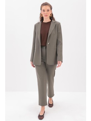 Allday  Haki Astarlı Likralı Blazer Ceket