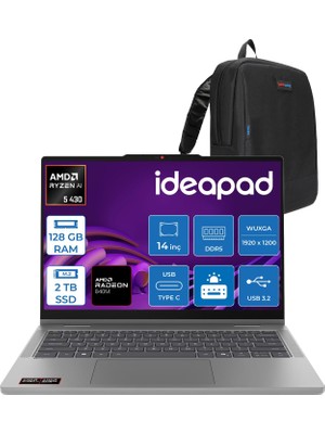 Lenovo Ideapad 5 2ın1 Amd Ryzen Aı 5 430 128GB Ddr5 2tb SSD Windows 11 Pro Amd Radeon 840M 14" Wuxga (1920X1200) IPS 400NITS 60Hz Dokunmatik Bilgisayar 43014AGP11P44 + Zetta Çanta