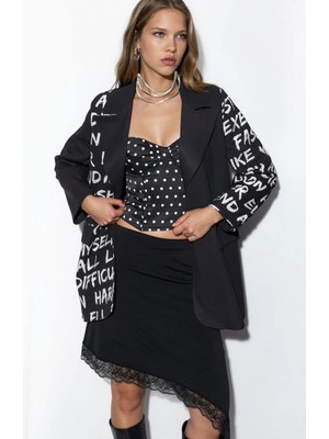 Hiccup Kadınlar Msn Oversize Krep Blazer Ceket Siyah