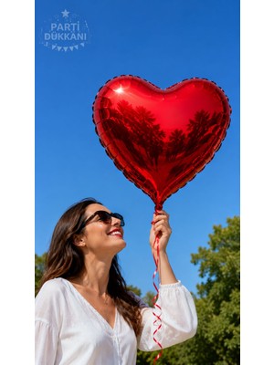 Parti Dükkanı Kırmızı Kalp Folyo Balon 18 Inç 45 cm Helyum Uyumlu | Sevgililer Günü, Evlilik Teklifi, Doğum Günü ve Yıldönümü Süsü