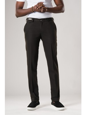 Ecer Slimfit Beli Yarım Lastikli Likralı Duble Paça Yazlık Kumaş Pantolon