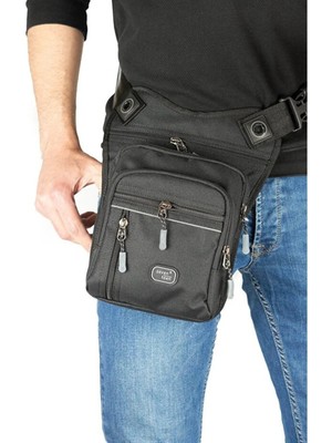 CLASSBAG Erkek Siyah-Gri, Su Geçirmez ,çok Gözlü Motosiklet Kurye ,bel, Bacak, Omuz Çantası Bodybag