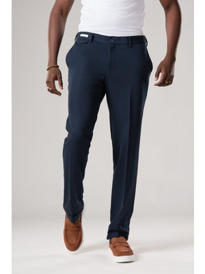 Ecer Slimfit Beli Yarım Lastikli Likralı Duble Paça Yazlık Kumaş Pantolon