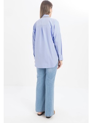 Allday  Mavi Oversize Basic Gömlek