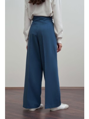 Allday  Indigo Ütü Izli Bol Paça Pantolon