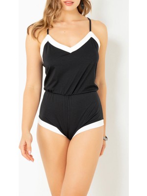 Zenches Tek Parça Pamuklu Şortlu Tulum Pijama