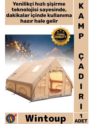 Wintoup #kampçadırı Hızlı Kurulum Su Geçirmez Sağlam Lüks 4 Mevsim Dev Iç Hacim 6 Kişilik Şişme Kamp Çadırı