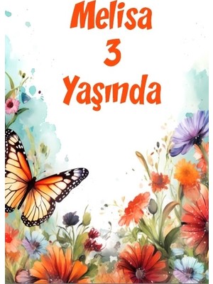 Reysa Tasarım Gri Turuncu Kelebekler Temalı Doğum Günü Afişi 50X70 cm