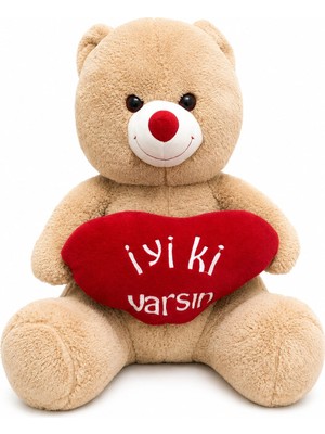 Berrina Bej Peluş Ayıcık / Iyi Ki Varsın Yazılı Kalpli Ayıcık