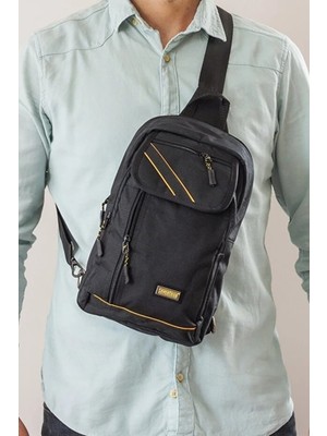 CLASSBAG Unisex Siyah-Sarı Su Geçirmez, Çapraz Askılı Sırt Omuz Göğüs Çantası (20X31 Cm)