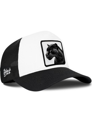 BlackBörk Panter Logolu Siyah Beyaz Trucker Şapka