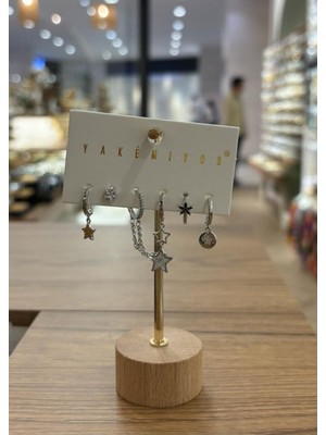 Yakemiyou Silver Renkli Yıldızlar Altılı Küpe