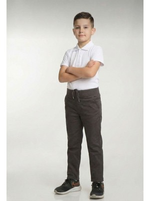 Nacar Store Çocuk Rıbana Bel Füme Canvas Okul Pantolonu (Okula Dönüş)