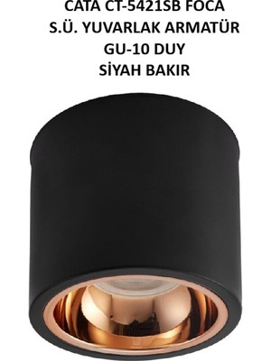 Cata CT-5421SB Foca S.ü. Yuvarlak Armatür Gu 10 Siyah Bakır