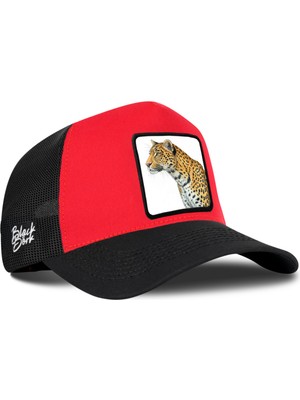 BlackBörk Panter Logolu Siyah-Kırmızı Trucker Şapka