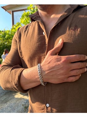 Stainless Steel Erkek Gümüş Renk Çelik Gurmet Zincir Bileklik - Kalın Klasik Model Papağan Klipsli Paslanmaz Çelik Künye