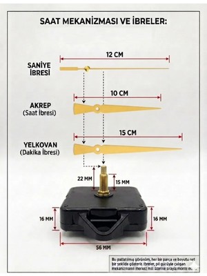 Silva Nature Akar Saat Mekanizması Sessiz Duvar Saat Mekanizması 22 mm Şaft -Modern Akrep-Yelkovan-Saniye-Askılı