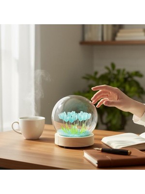 Keyfim Shop Kişiye Özel LED Işıklı Lale Cam Fanus