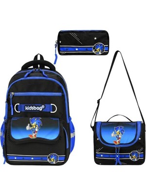 Baginn Erkek 3'lü Ilkokul Çantası 40*30 cm Beslenme Çantası Kalem Kutusu Ortopedik Erkek Çocuk Okul Çanta